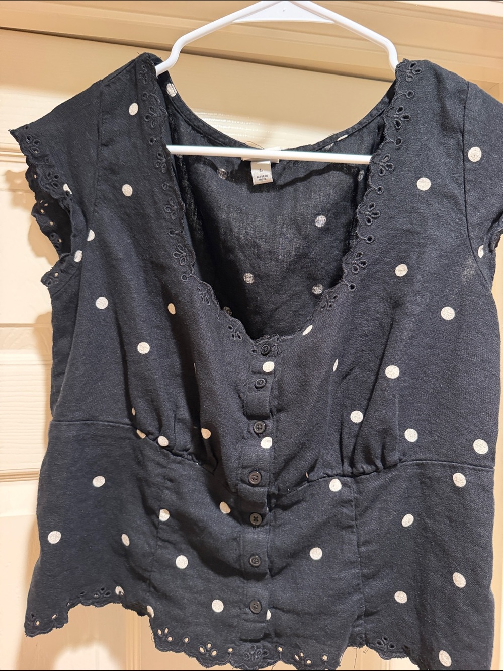 a new day Black Polka Dot Button-Front Blouse